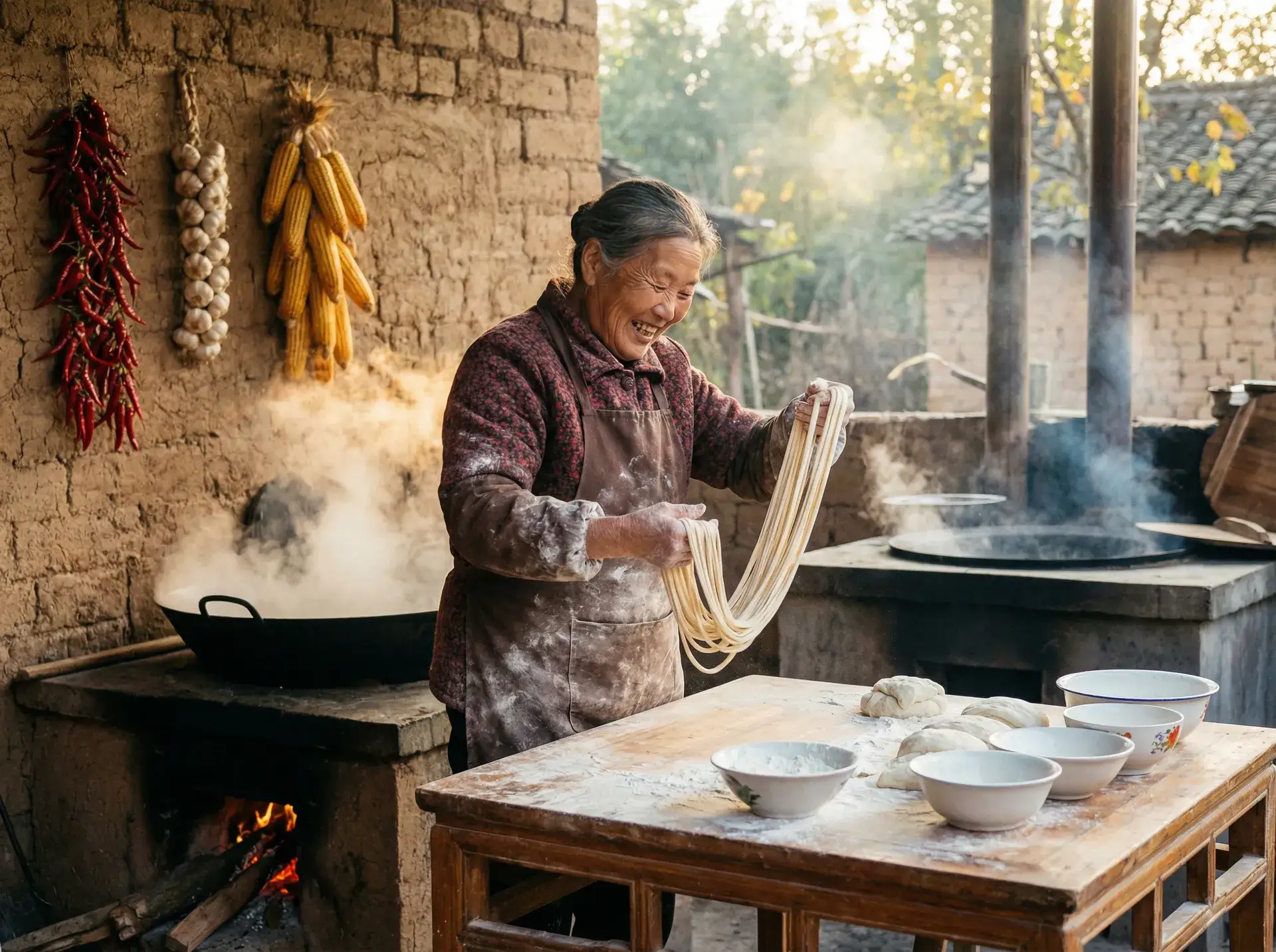 农家大嫂手擀面 - 飞极速动漫 乡村美食